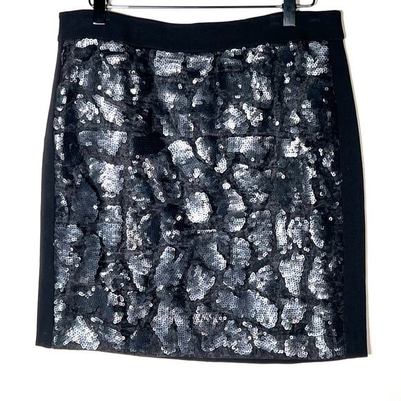 Ann Taylor black sequin straight pencil skirt size 8 B62 - Picture 1 of 5